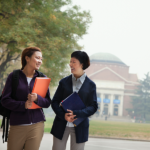 Student and instructor on a chinese campus