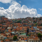 Mountainside covered with low-quality houses closely built together