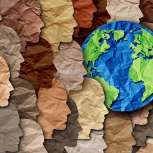 paper faces layered with a paper earth in unity