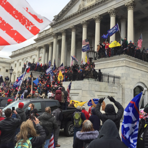 A view of the capitol from the crowd of insurrectionists