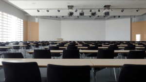 An empty classroom.