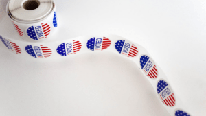 A roll of "I voted" stickers